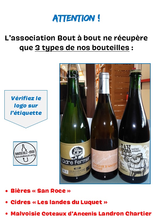 Ré-emploi de bouteilles de verre avec l'association Bout à bout Ré-emploi de bouteilles de verre avec l'association Bout à bout
